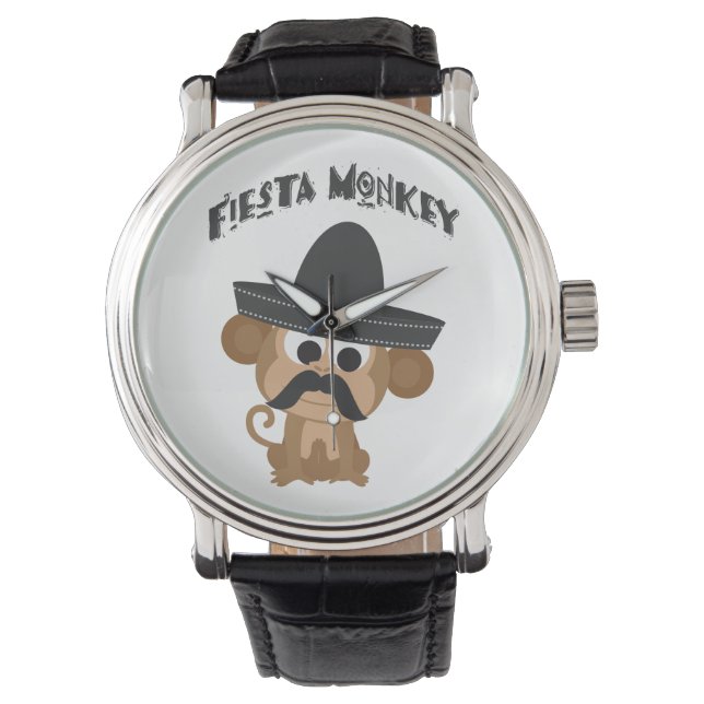 Fiesta Monkey mit einem Mustai und mexikanischem S Armbanduhr (Vorderseite)