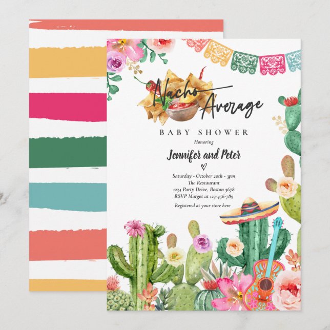 Fiesta Nacho Average Baby Shower Cactus Mexican Einladung (Vorne/Hinten)
