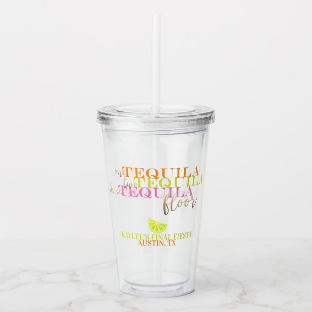 Fiesta Neon Junggeselinnen-Abschied Cup Tumbler Acryltrinkbecher (Vorderseite)