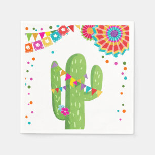 Fiesta Paper Napkin Mexican Cactus Floral Birthday Serviette