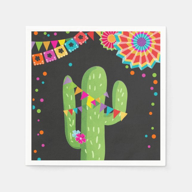 Fiesta Paper Napkin Mexican Cactus Floral Birthday Serviette (Vorderseite)