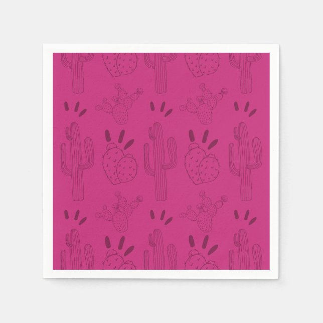 Fiesta Paper Napkin Mexican Cactus Floral Pink Serviette (Vorderseite)