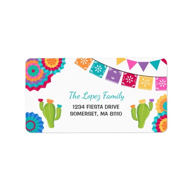 Fiesta Party Address Labels Mexican Fiesta Party Adressaufkleber (Vorne)