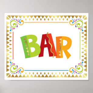 Fiesta Party BAR Sign Print Poster