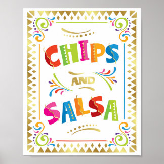 Fiesta Party-CHIPS UND SALSA-Zeichen Poster