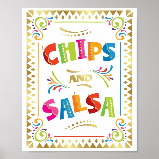Fiesta Party-CHIPS UND SALSA-Zeichen Poster (Vorne)