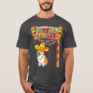 Fiesta Party Funny Meican Corgi Sombrero Cinco  T-Shirt