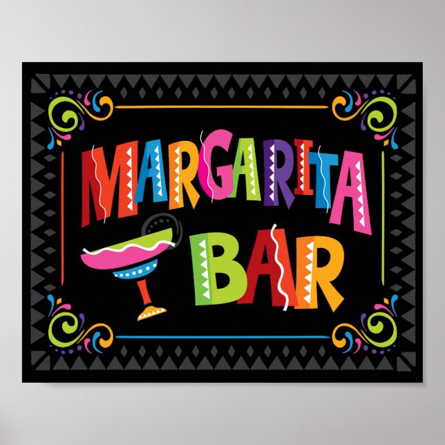 Fiesta Party MARGARITA BAR Sign Print Poster (Vorne)