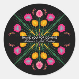Fiesta Party Mexican Weddig Gezeichnet Floral Butt Runder Aufkleber