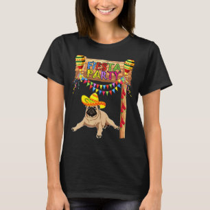 Fiesta Party Mexikanischer Mops Sombrero Happy Cin T-Shirt