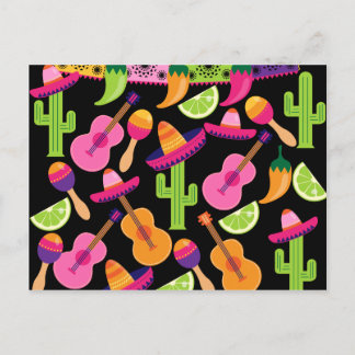 Fiesta Party Sombrero Cactus Limes Paprikaschoten Postkarte