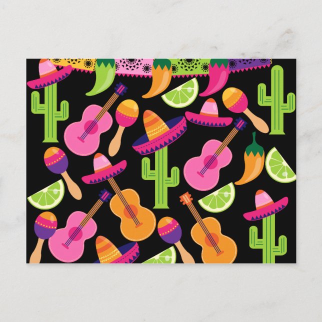 Fiesta Party Sombrero Cactus Limes Paprikaschoten  Postkarte (Vorderseite)