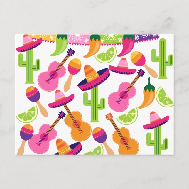 Fiesta Party Sombrero Cactus Limes Paprikaschoten  Postkarte (Vorderseite)