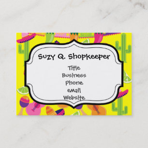 Fiesta Party Sombrero Limes Guitar Maraca Saguaro Visitenkarte