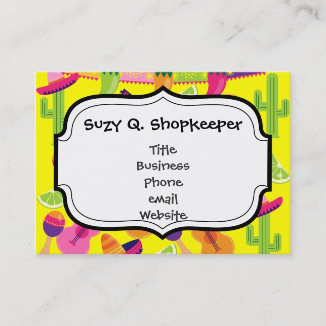 Fiesta Party Sombrero Limes Guitar Maraca Saguaro Visitenkarte (Vorderseite)