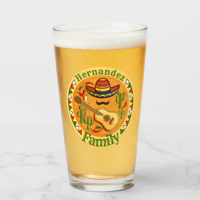 Fiesta Personalisiert NAME Fun Cinco De Mayo Glas (Vorne (Gefüllt))