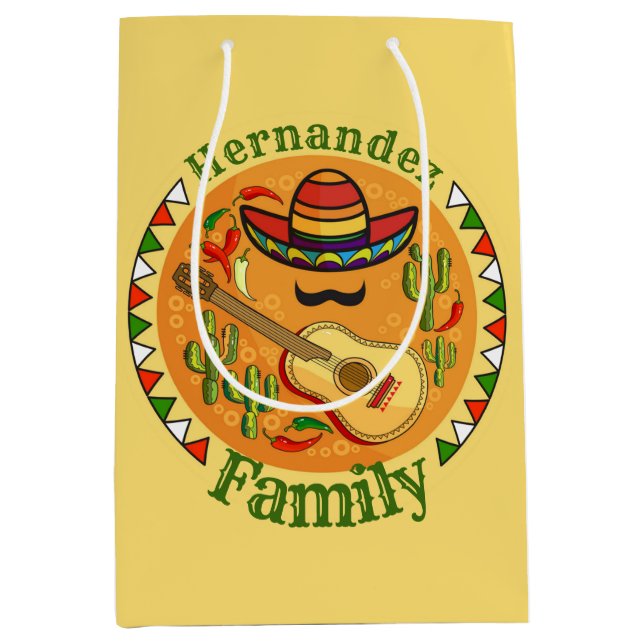 Fiesta Personalisiert NAME Fun Cinco De Mayo Mittlere Geschenktüte (Vorderseite)