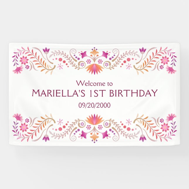 Fiesta Pink Birthday Shower Wedding Banner (Horizontal)