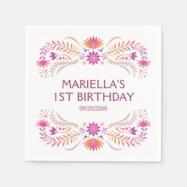 Fiesta Pink Birthday Shower Wedding Serviette (Vorderseite)