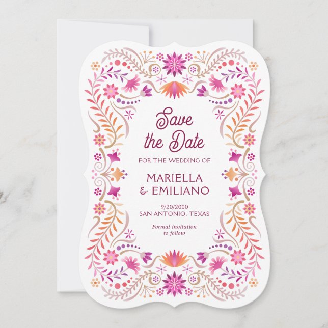 Fiesta Pink Quinceañera Hochzeit Retten Sie das Da Save The Date (Vorderseite)