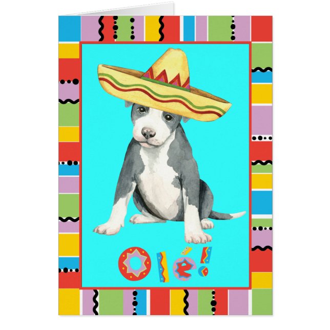 Fiesta-Pitbull-Terrier-Gruß-Karte (Vorne)