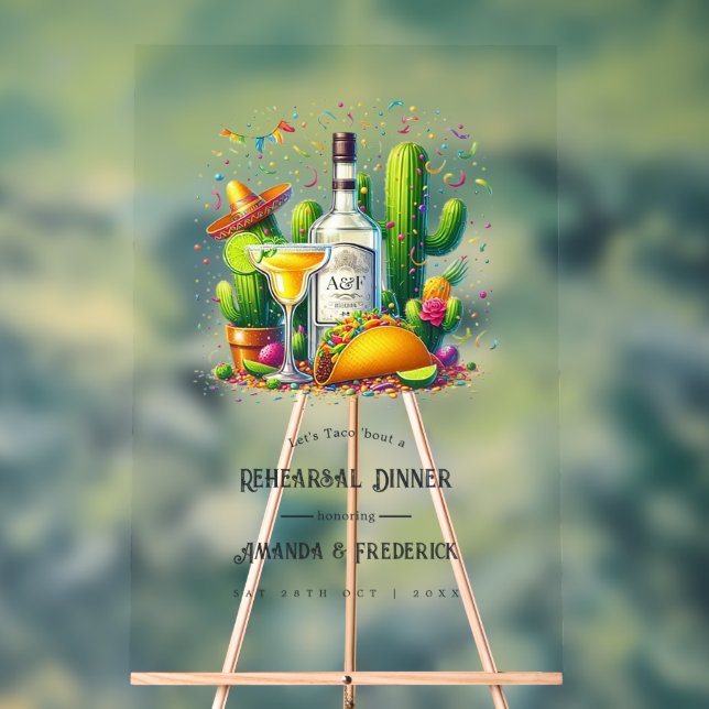 Fiesta Probe Dinner Tacos & Tequila Willkommen Acrylschild (Neutral)