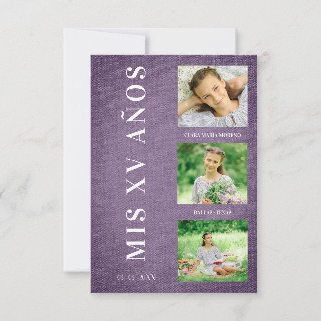 Fiesta Quinceañera Español Textura Textil Morado (Vorderseite)