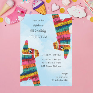 Fiesta Rainbow Llama Piñata Geburtstagsparty Einladung