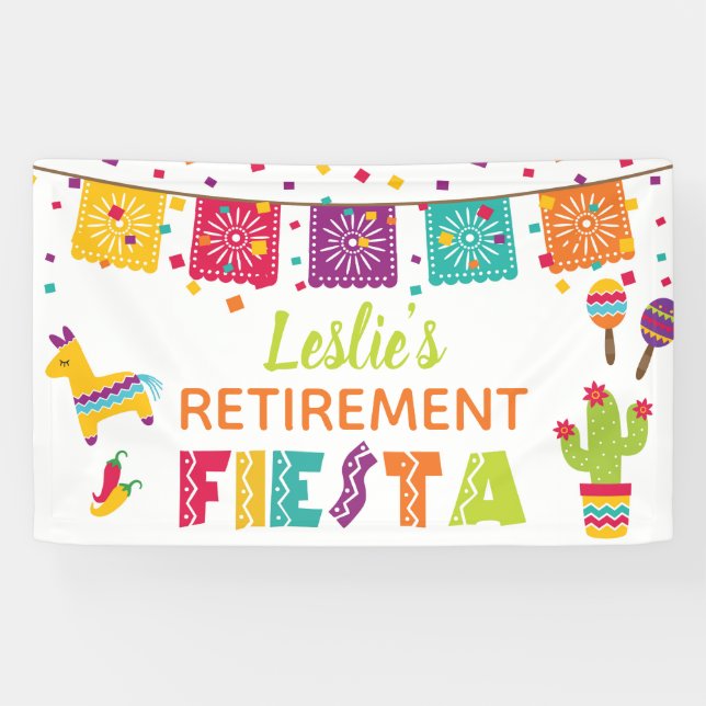 Fiesta Retirement Party Banner - Weißer Hintergrun (Horizontal)