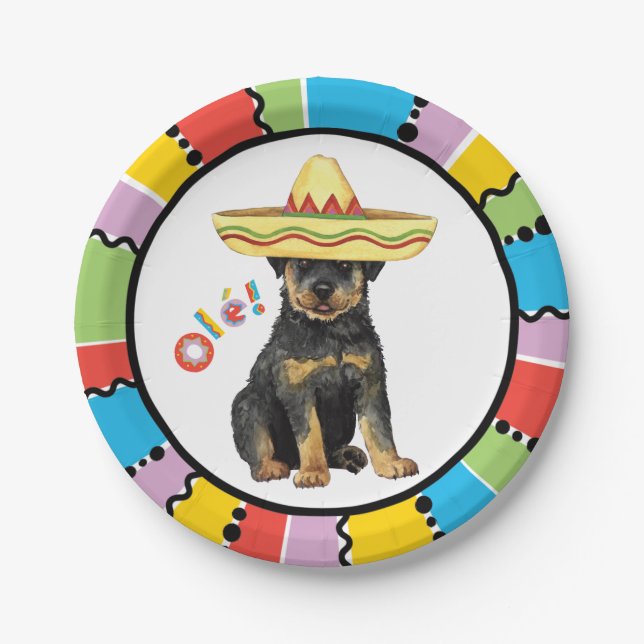Fiesta Rottweiler Pappteller (Vorderseite)