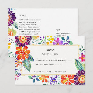 FIESTA RSVP Folklore Blumen Karte