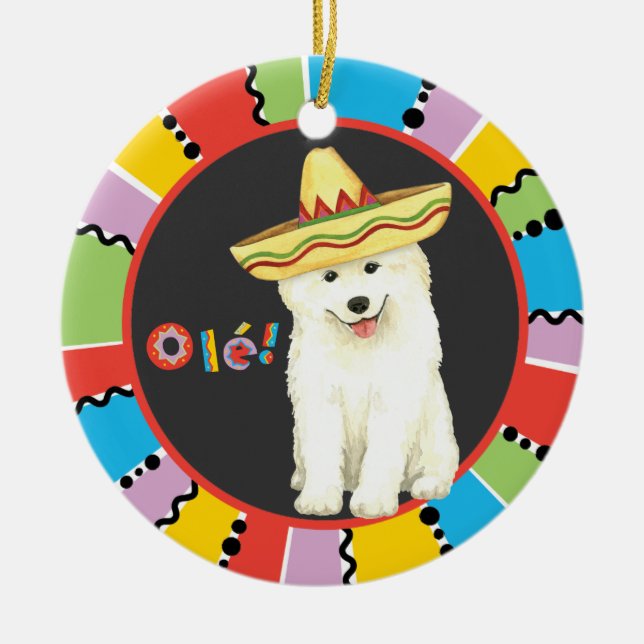 Fiesta Samoyed Ceramic Ornament (Vorne)