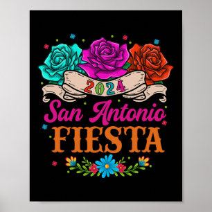 Fiesta San Antonio Texas Rosen Lustige Mexikanisch Poster