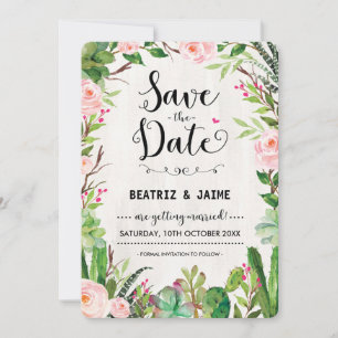 Fiesta Save the Date Einladung Rosa Blütenkaktus
