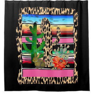 Fiesta Serape Cheetah Blume Cacti Kaninchen Duschvorhang