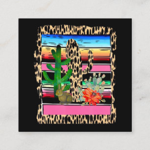 Fiesta Serape Cheetah Blume Cacti Kaninchen Quadratische Visitenkarte