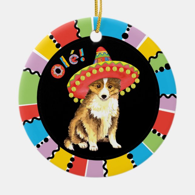 Fiesta Sheltie Keramik Ornament (Vorne)