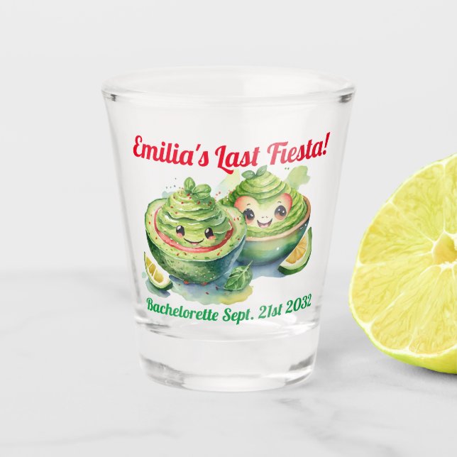 Fiesta Shot Glass Avocado Bachelorette Personalize Schnapsglas (Vorderseite)
