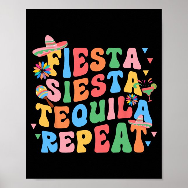 Fiesta Siesta Tequila Repeat Bride Squad Bachelore Poster (Vorne)