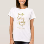 Fiesta Siesta Tequila Repeat Glitzer Bachelorette T-Shirt<br><div class="desc">Ein elegantes Design,  das den Text "Fiesta siesta tequila wiederholen" in einem extrovertierten Skript-Schriftart,  die Glitzer Textur fügt eine festliche und glamouröse Touch. Bitte kontaktieren Sie mich,  wenn Sie besondere Wünsche haben.</div>