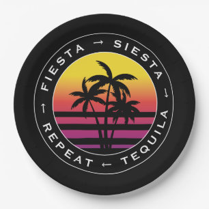 Fiesta Siesta Tequila Repeat Junggesellinnenabschi Pappteller