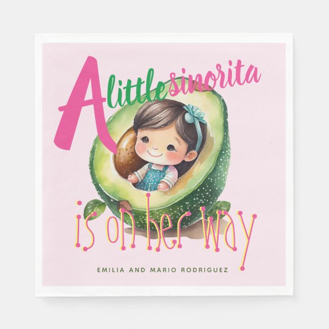 Fiesta Sinorita Baby Girl Dusche Partyware Pink Serviette (Vorderseite)