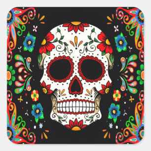Fiesta Skull Quadratischer Aufkleber