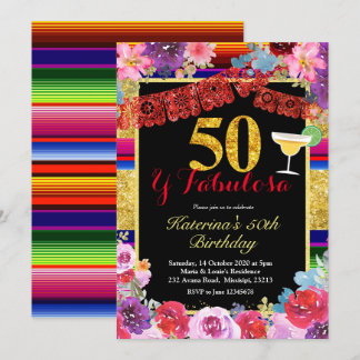 Fiesta Spanisch 50 und Fabulous Geburtstag Einladung