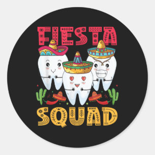 Fiesta Squad Cinco De Mayo Dental Mexicanisches Pa Runder Aufkleber