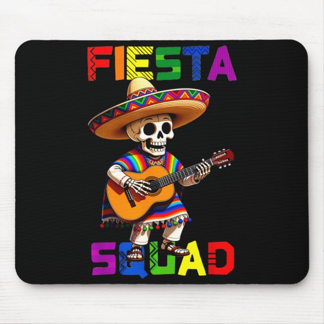 Fiesta-Squad-Design Cinco de Mayo Skelett Sombrer Mousepad (Vorne)