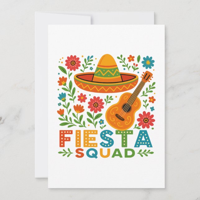 Fiesta Squad - farbenfrohe Party Vibes Einladung (Vorderseite)