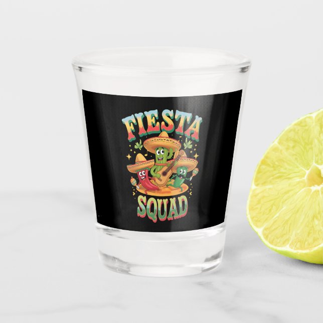 Fiesta Squad Funny Cinco De Mayo Mexikanisches Par Schnapsglas (Vorderseite)