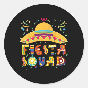 Fiesta Squad Mexico Fiesta Taco Guitar Cinco De Ma Runder Aufkleber
