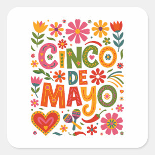 Fiesta-Stimmung Cinco de Mayo – Mexiko feiern Quadratischer Aufkleber